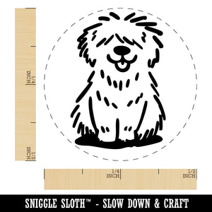Shaggy Dog Sheepdog Sketch Fluffy Hairy Pet Self-Inking Rubber Stamp Crafting
