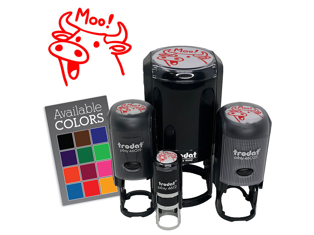 Silly Cartoon Cow Moo Self-Inking Rubber Ink Stamper for Crafting Planner