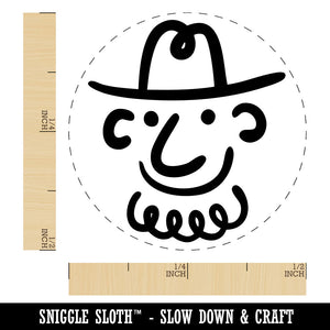 Silly Cartoon Doodle Cowboy with Beard and Hat Self-Inking Rubber Stamp Crafting