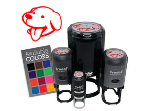 Silly Smiling Dog Head with Tongue Sticking Out Self-Inking Stamp Crafting