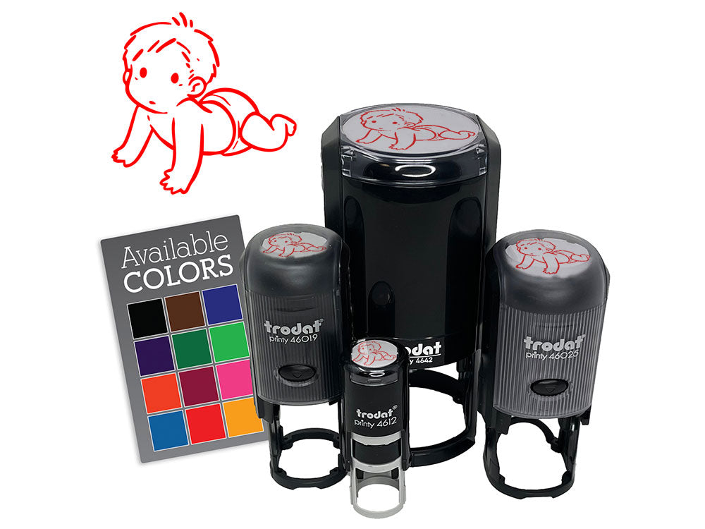 Simple Cartoon Baby Crawling in Diaper Self-Inking Rubber Stamp Crafting Planner