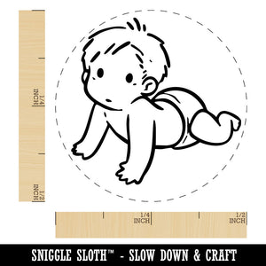 Simple Cartoon Baby Crawling in Diaper Self-Inking Rubber Stamp Crafting Planner