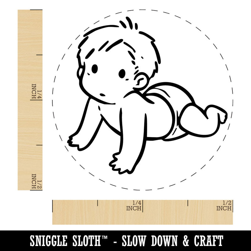 Simple Cartoon Baby Crawling in Diaper Self-Inking Rubber Stamp Crafting Planner
