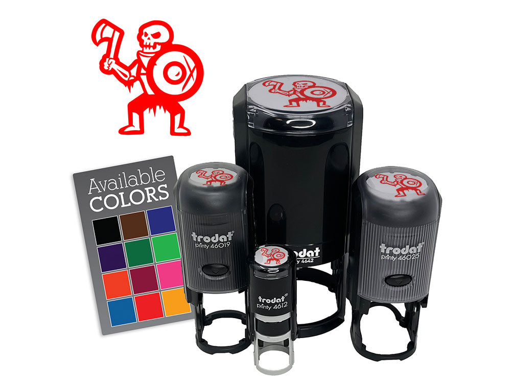 Skeleton Monster Warrior Fighter Fantasy Axe Self-Inking Rubber Stamp Crafting