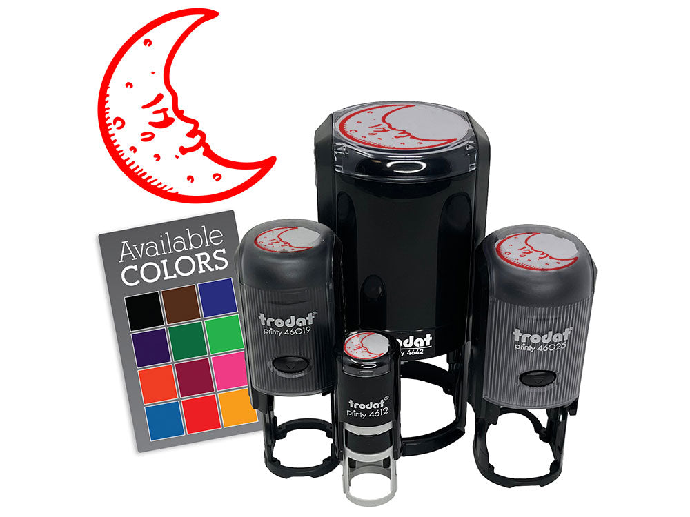 Sleeping Crescent Moon Vintage Face Self-Inking Rubber Stamp Crafting Planners