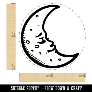 Sleeping Crescent Moon Vintage Face Self-Inking Rubber Stamp Crafting Planners