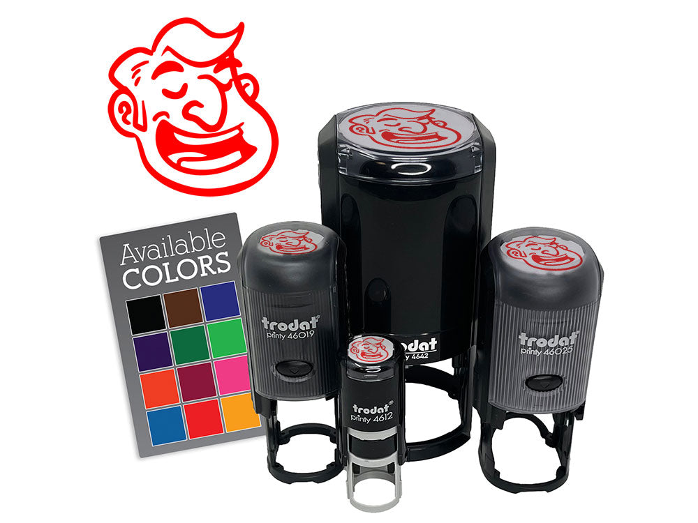 Smiling Talking Man Cartoon Head Self-Inking Rubber Stamp Crafting Planners