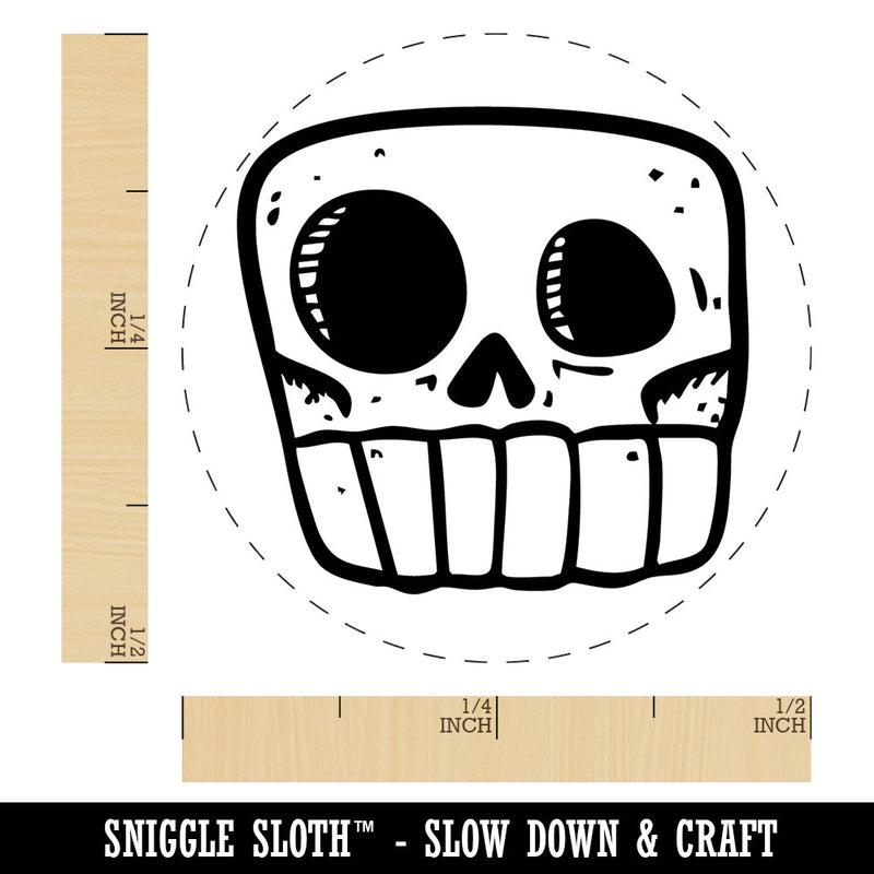 Square Cartoon Skull Skeleton Bones Self-Inking Rubber Stamp Crafting Planners