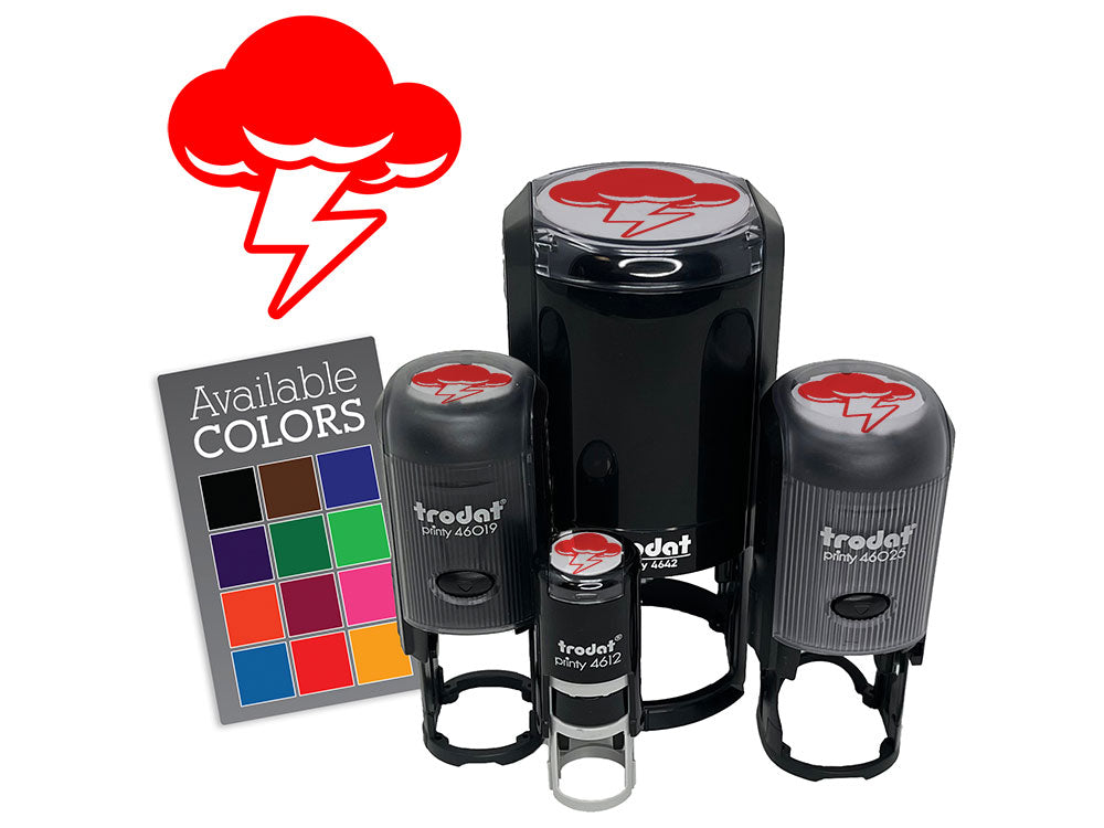 Thunder Storm Cloud Weather Lighting Bolt Self-Inking Rubber Stamp Crafting