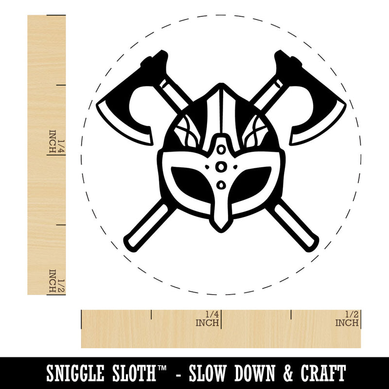 Viking Helmet Crossed Axe Norse Battle Self-Inking Rubber Stamp Crafting Planner
