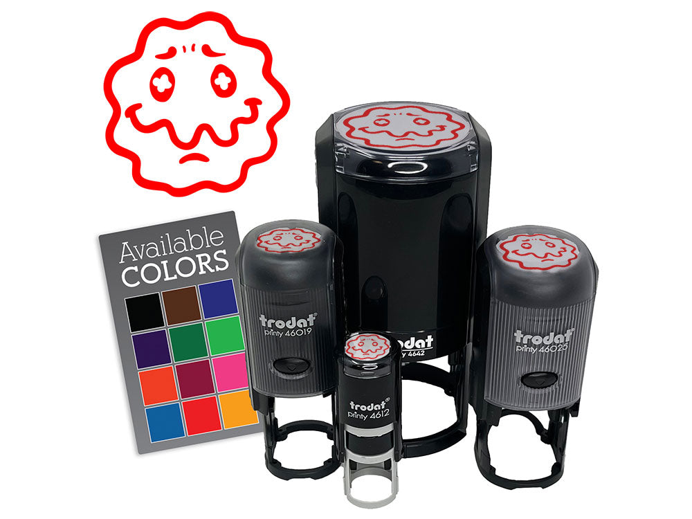 Wavy Smile Face Sick Unwell Nausea Uneasy Trippy Self-Inking Rubber Stamp