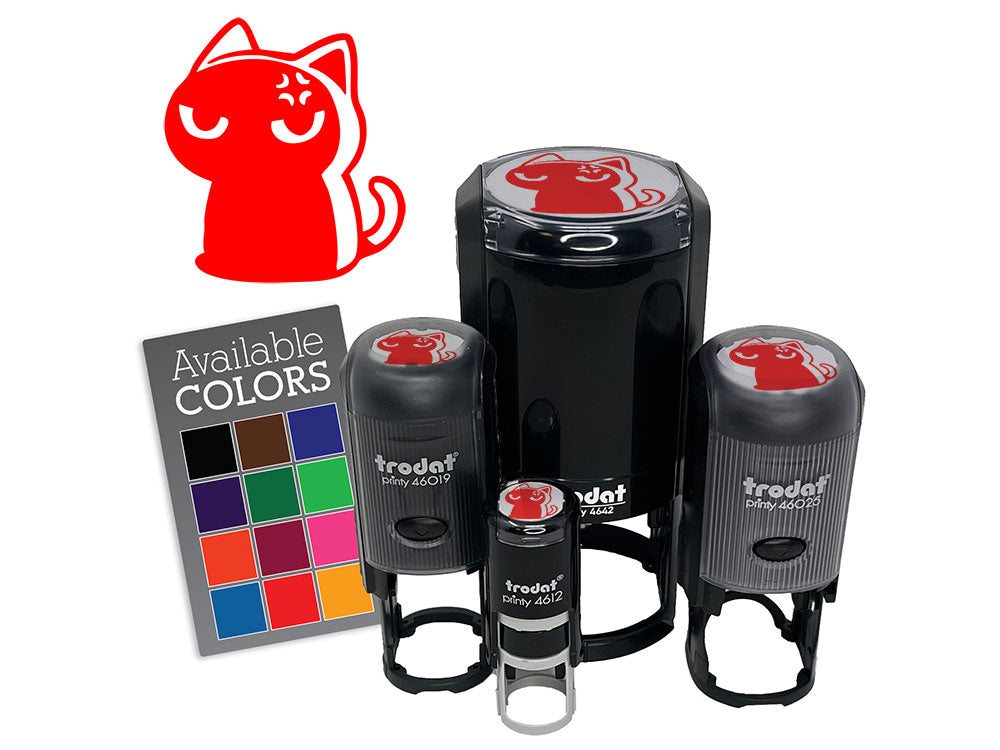 Angry Grumpy Mad Cat Dark Shadow Reaction Self-Inking Rubber Stamp for Stamping Ink Stamper Crafting Planners