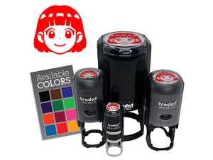 Anime Manga Girl Smile Cute Self-Inking Rubber Stamp for Stamping Ink Stamper Crafting Planners
