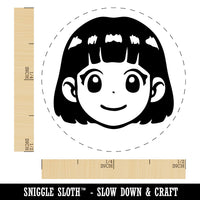 Anime Manga Girl Smile Cute Self-Inking Rubber Stamp for Stamping Ink Stamper Crafting Planners