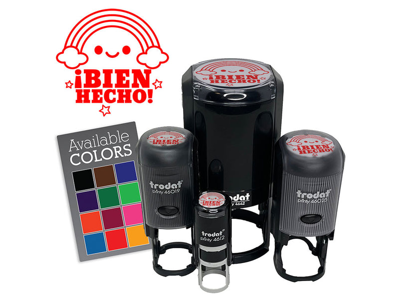 Bien Hecho Rainbow Good Work Spanish Class School Teacher Stamp Self-Inking Rubber Stamp for Stamping Ink Stamper