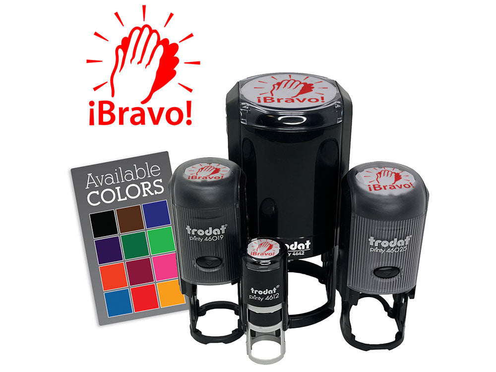 Bravo Clapping Hands Happy Celebration Spanish Teacher Stamp Self-Inking Rubber Stamp for Stamping Ink Stamper