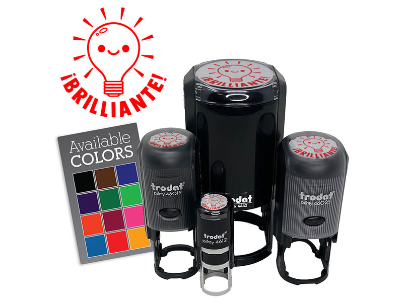 Brilliante Bright Light Bulb Spanish Compliment Self-Inking Rubber Stamp for Stamping Ink Stamper Crafting Planners