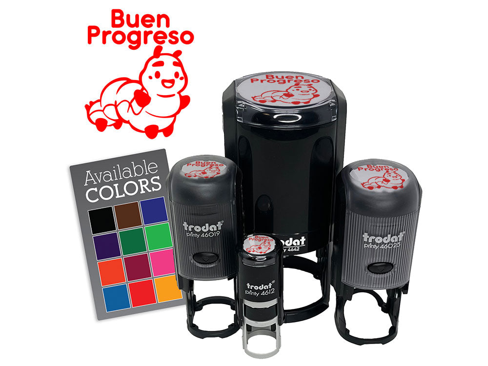 Buen Progresso Spanish Caterpillar Good Progress Self-Inking Rubber Stamp for Stamping Ink Stamper Crafting Planners