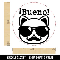 Bueno Cat Sunglasses Spanish Teacher Class School Compliment Self-Inking Rubber Stamp for Stamping Ink Stamper