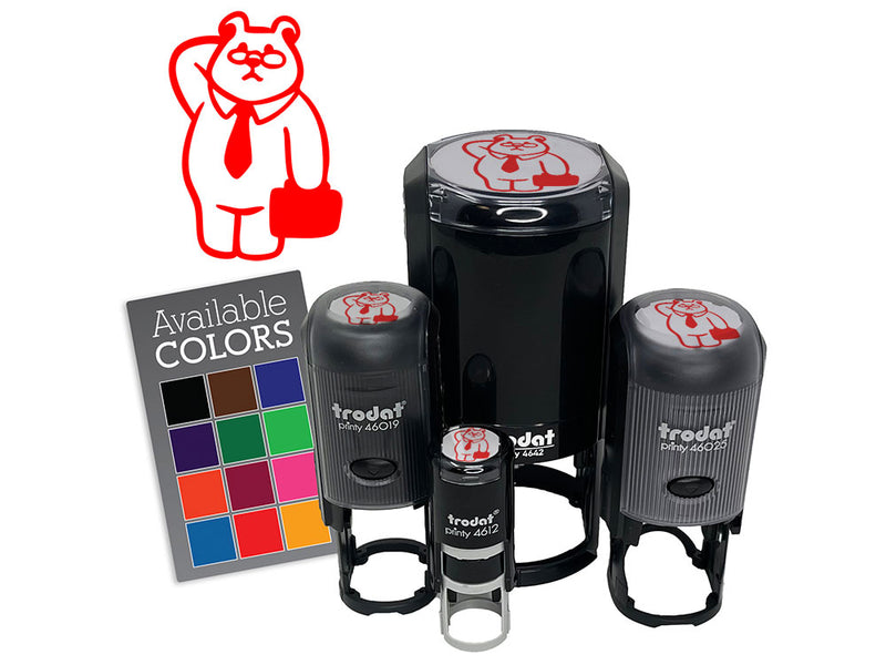 Business Bear Glasses Suitcase Tie Self-Inking Rubber Stamp for Stamping Ink Stamper Crafting Planners