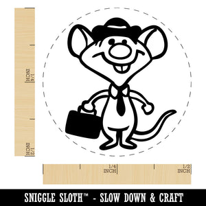 Business Rat Mouse with Hat and Suitcase Tie Self-Inking Rubber Stamp for Stamping Ink Stamper Crafting Planners