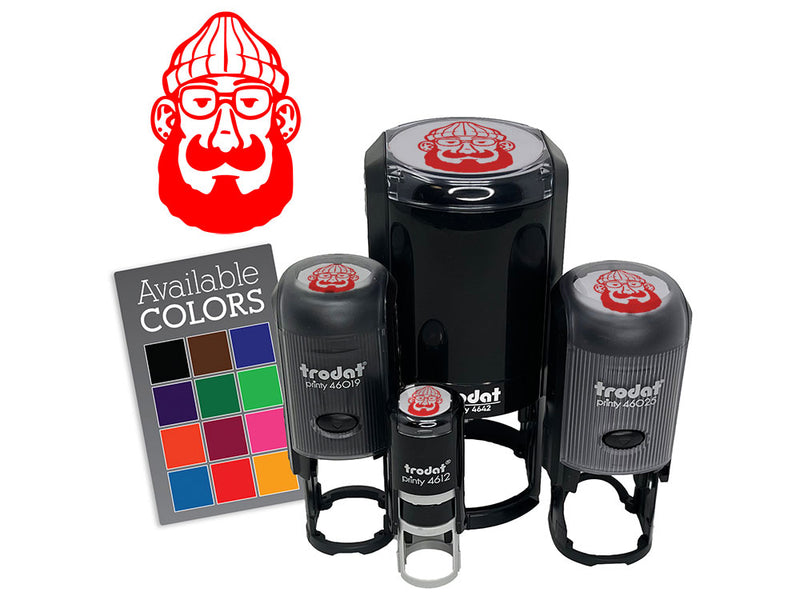 Cartoon Hipster Beard Beanie Glasses Hippy Self-Inking Rubber Stamp for Stamping Ink Stamper Crafting Planners