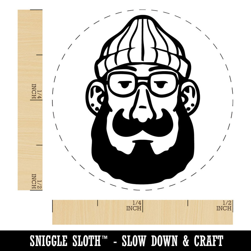 Cartoon Hipster Beard Beanie Glasses Hippy Self-Inking Rubber Stamp for Stamping Ink Stamper Crafting Planners
