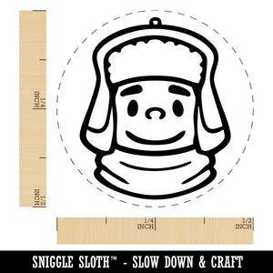 Cartoon Person In Fur Winter Hat Scarf Self-Inking Rubber Stamp for Stamping Ink Stamper Crafting Planners