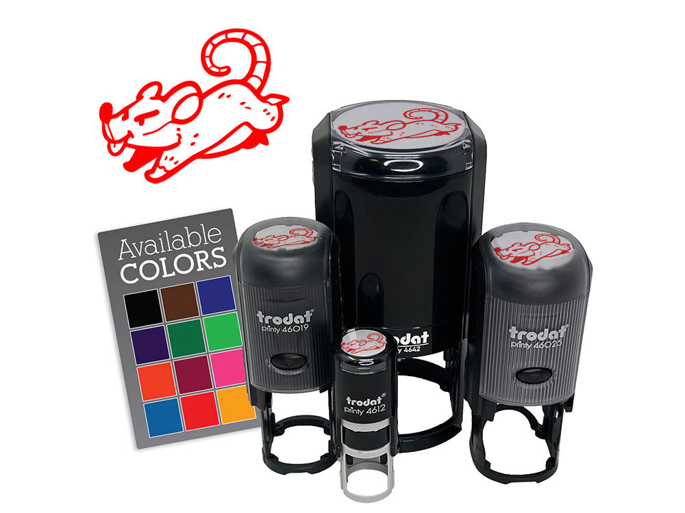 Cartoon Running Rat Rodent Mouse Self-Inking Rubber Stamp for Stamping Ink Stamper Crafting Planners