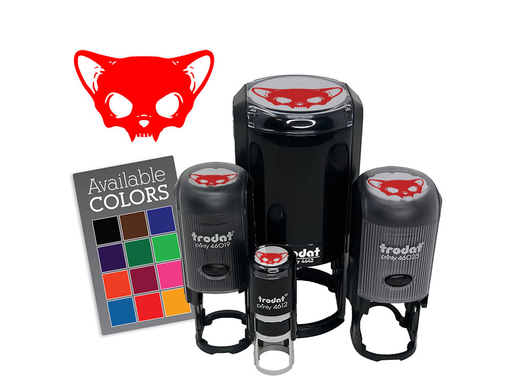 Cat Skull Ears Bones Skeleton Self-Inking Rubber Stamp for Stamping Ink Stamper Crafting Planners