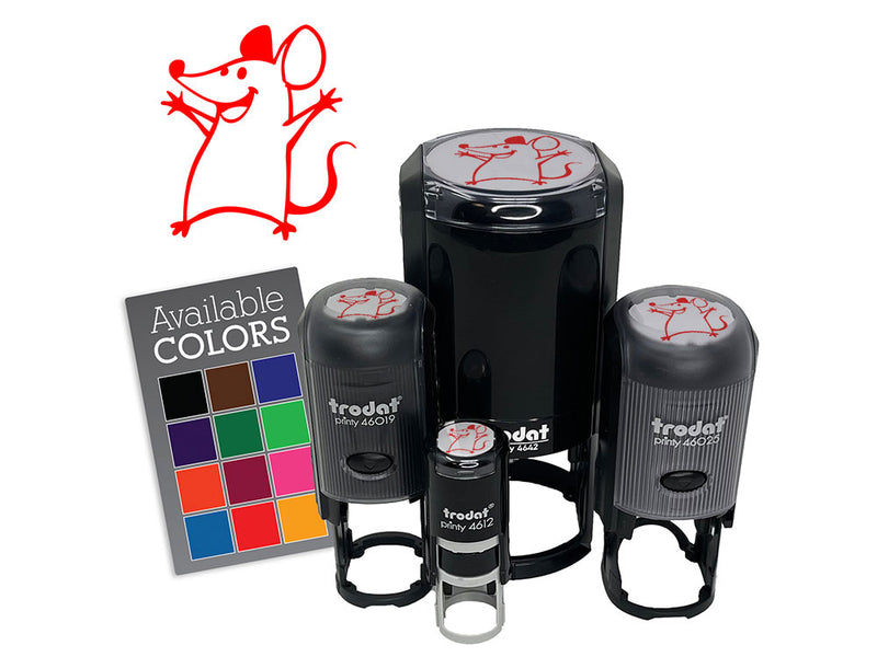 Cheering Happy Cartoon Mouse Self-Inking Rubber Stamp for Stamping Ink Stamper Crafting Planners