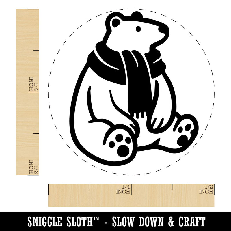 Chilly Polar Bear with Scarf Self-Inking Rubber Stamp for Stamping Ink Stamper Crafting Planners
