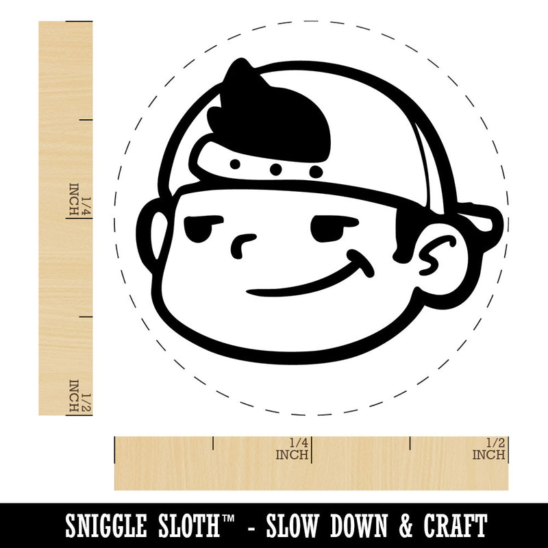 Cool Kid Boy With Backwards Hat Baseball Cap Self-Inking Rubber Stamp for Stamping Ink Stamper Crafting Planners