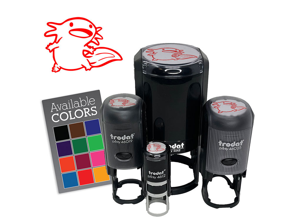 Curious Axolotl Floating Salamander Amphibian Self-Inking Rubber Stamp for Stamping Ink Stamper Crafting Planners