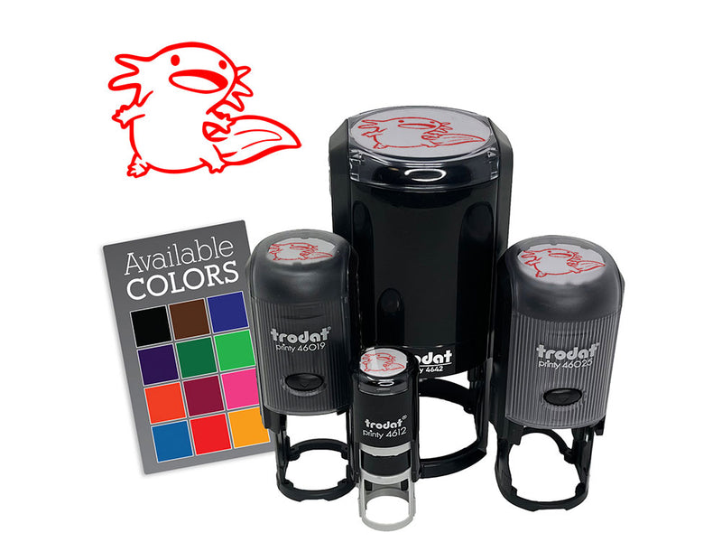 Curious Axolotl Floating Salamander Amphibian Self-Inking Rubber Stamp for Stamping Ink Stamper Crafting Planners