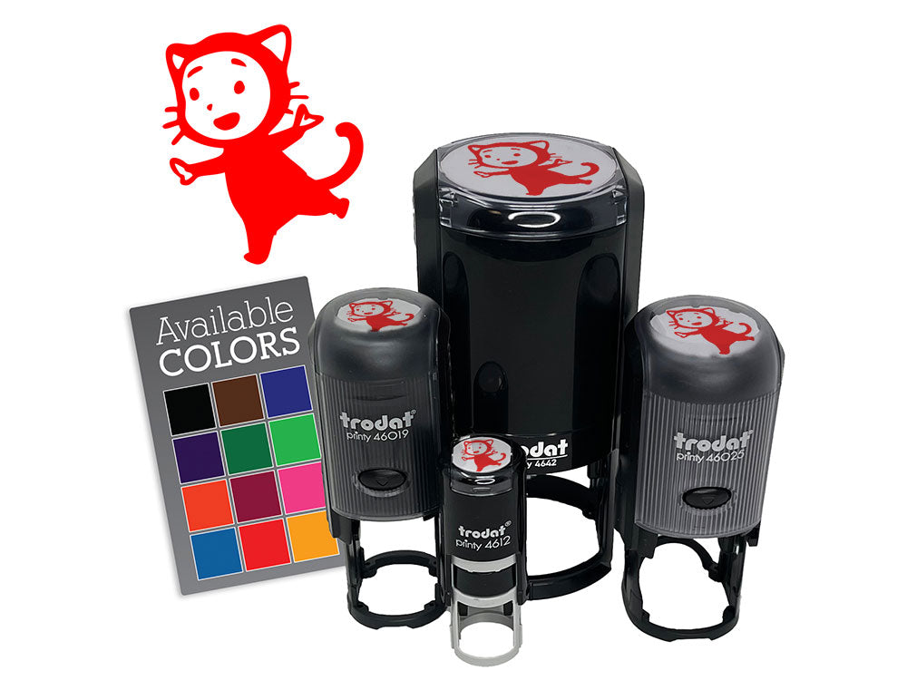 Cute Baby Child in Cat Costume Halloween Self-Inking Rubber Stamp for Stamping Ink Stamper Crafting Planners