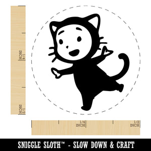Cute Baby Child in Cat Costume Halloween Self-Inking Rubber Stamp for Stamping Ink Stamper Crafting Planners