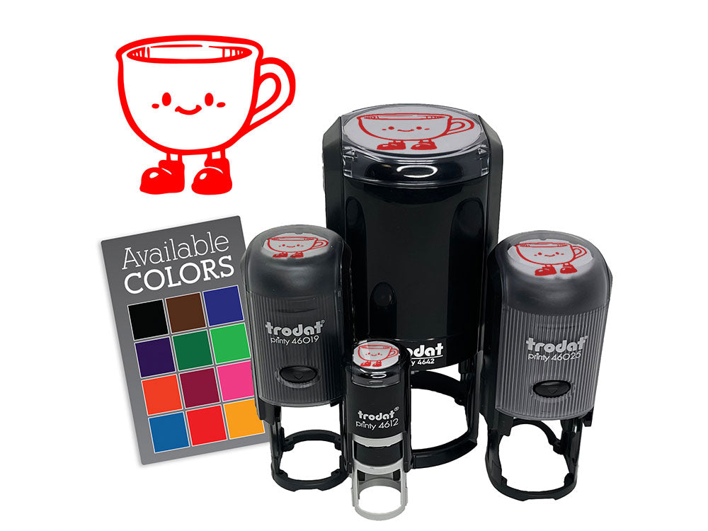 Cute Cartoon Tea Cup with Shoes Self-Inking Rubber Stamp for Stamping Ink Stamper Crafting Planners