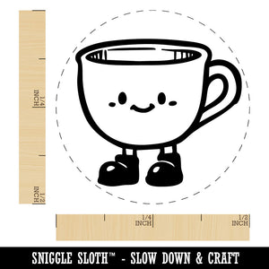 Cute Cartoon Tea Cup with Shoes Self-Inking Rubber Stamp for Stamping Ink Stamper Crafting Planners