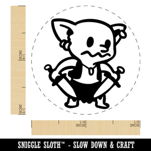 Cute Fantasy Goblin With Daggers Dungeon Self-Inking Rubber Stamp for Stamping Ink Stamper Crafting Planners