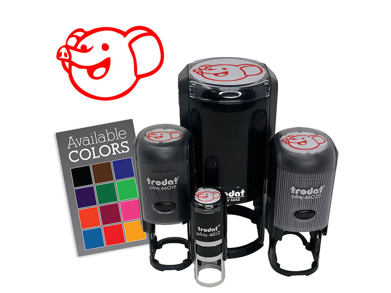 Cute Round Elephant Head Cartoon Self-Inking Rubber Stamp for Stamping Ink Stamper Crafting Planners