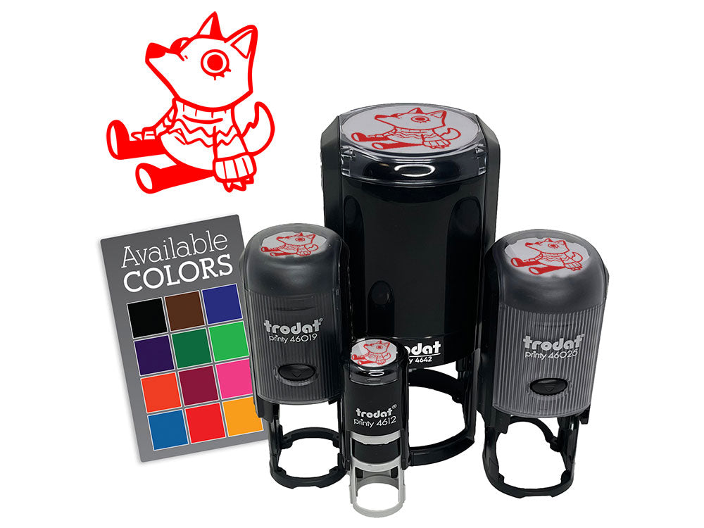 Cute Wolf Dog in Cozy Sweater Self-Inking Rubber Stamp for Stamping Ink Stamper Crafting Planners