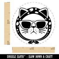 Diva Cat Sunglasses Scarf Self-Inking Rubber Stamp for Stamping Ink Stamper Crafting Planners