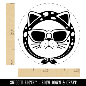Diva Cat Sunglasses Scarf Self-Inking Rubber Stamp for Stamping Ink Stamper Crafting Planners