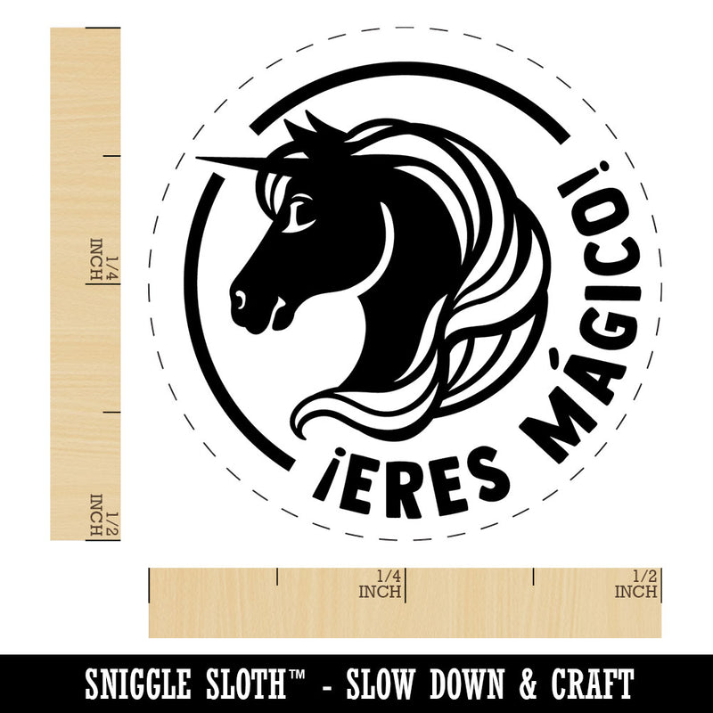Eres Magico Magical Unicorn Spanish Compliment Teacher Stamp Self-Inking Rubber Stamp for Stamping Ink Stamper