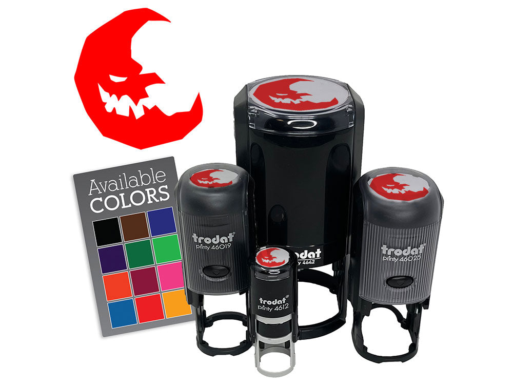 Evil Spooky Moon Haunted Halloween Self-Inking Rubber Stamp for Stamping Ink Stamper Crafting Planners