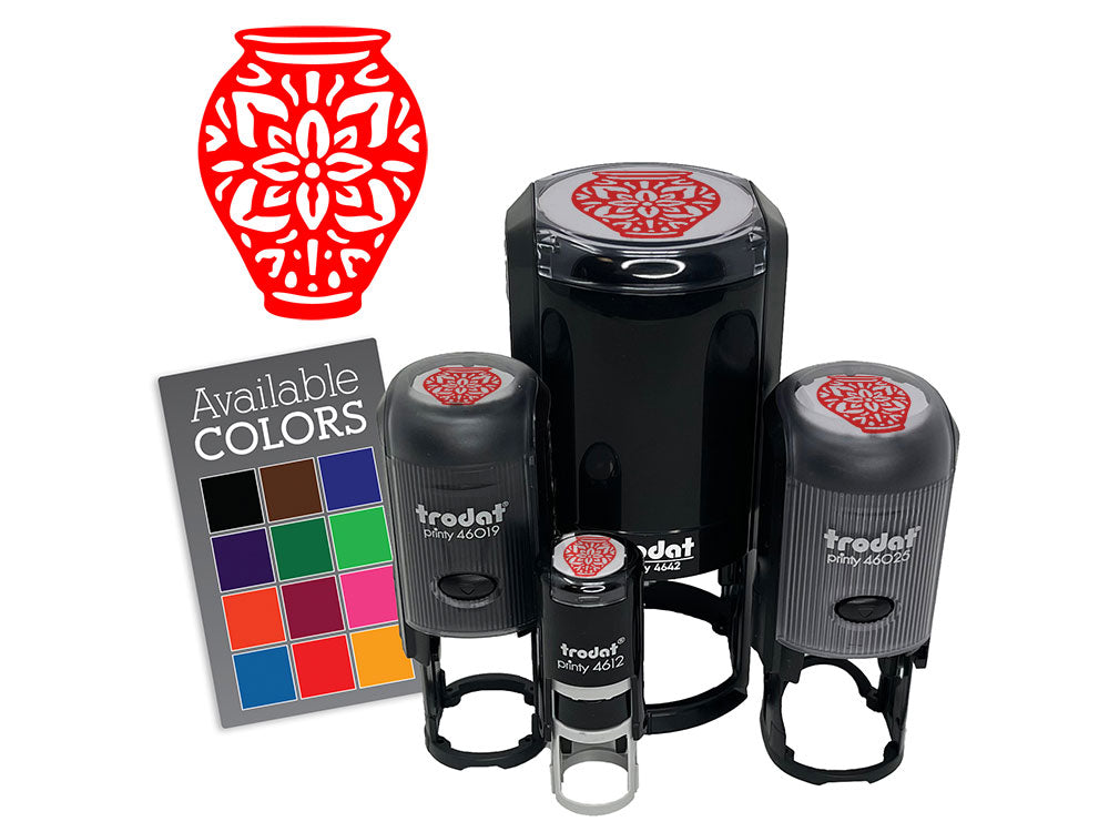 Fancy Decorated Vase Fine Art Pottery Self-Inking Rubber Stamp for Stamping Ink Stamper Crafting Planners
