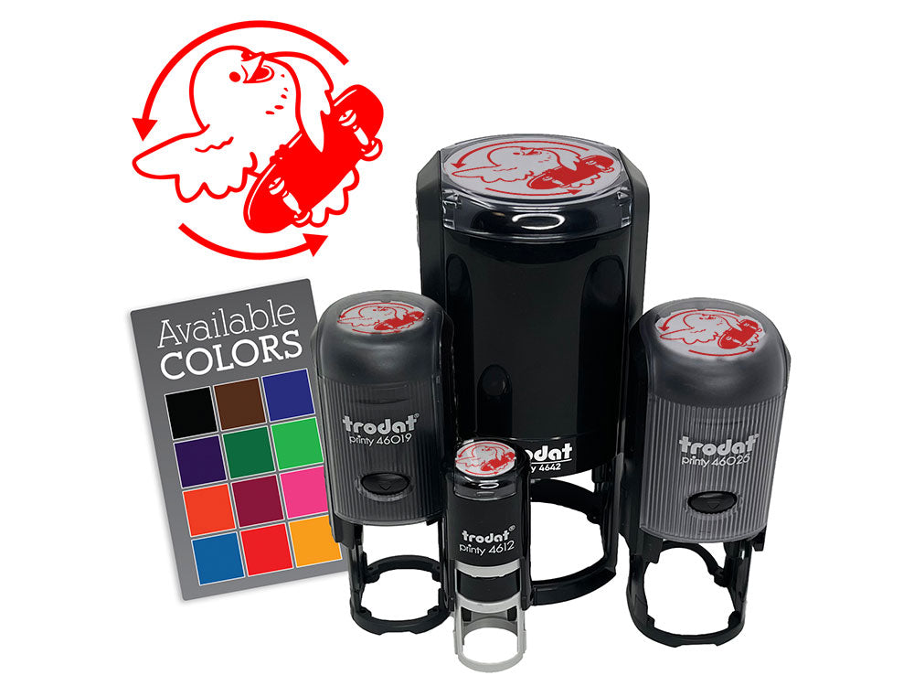 Flipping the Bird Funny Skateboard Silly Self-Inking Rubber Stamp for Stamping Ink Stamper Crafting Planners