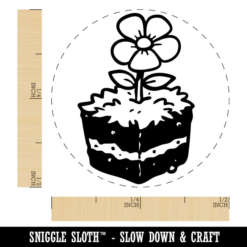 Flower Cube Block Dirt Earth Ground Garden Self-Inking Rubber Stamp for Stamping Ink Stamper Crafting Planners