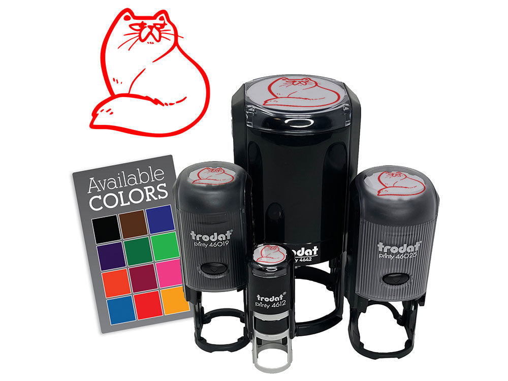 Fluffy Snob Cat Persian Smooshed Face Self-Inking Rubber Stamp for Stamping Ink Stamper Crafting Planners